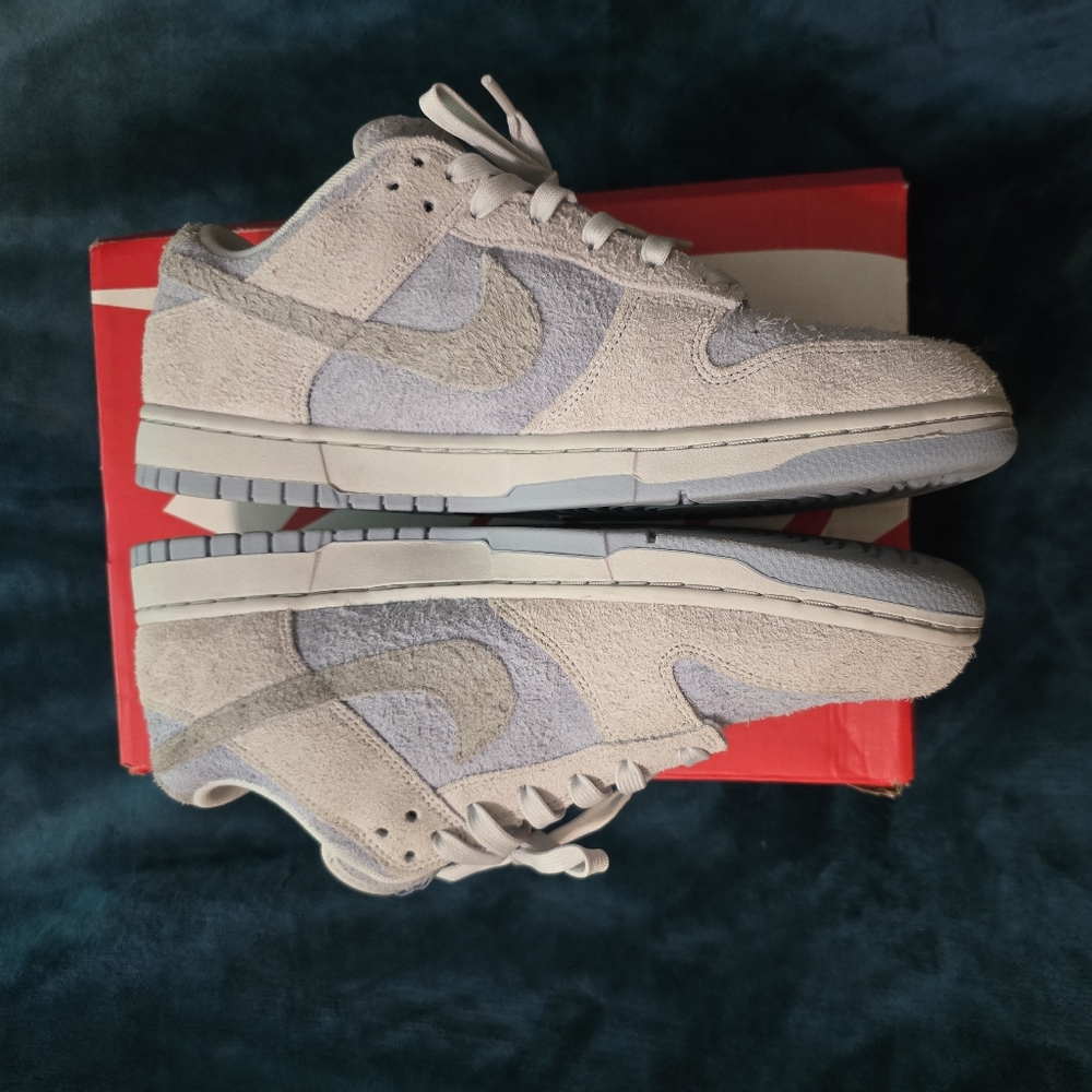 Nike Gray and Cream Sneakers with Suede Finish